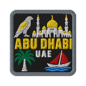 Abu Dhabi United Arab Emirates Falcon Souvenir Embroidered Patch - Square Oval or Round Shapes Iron On Sew On Collectible
