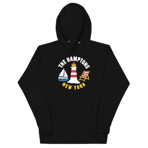 Hamptons New York Lighthouse Souvenirhoodie, tryckt eller broderad, unisextröja, resesouvenir