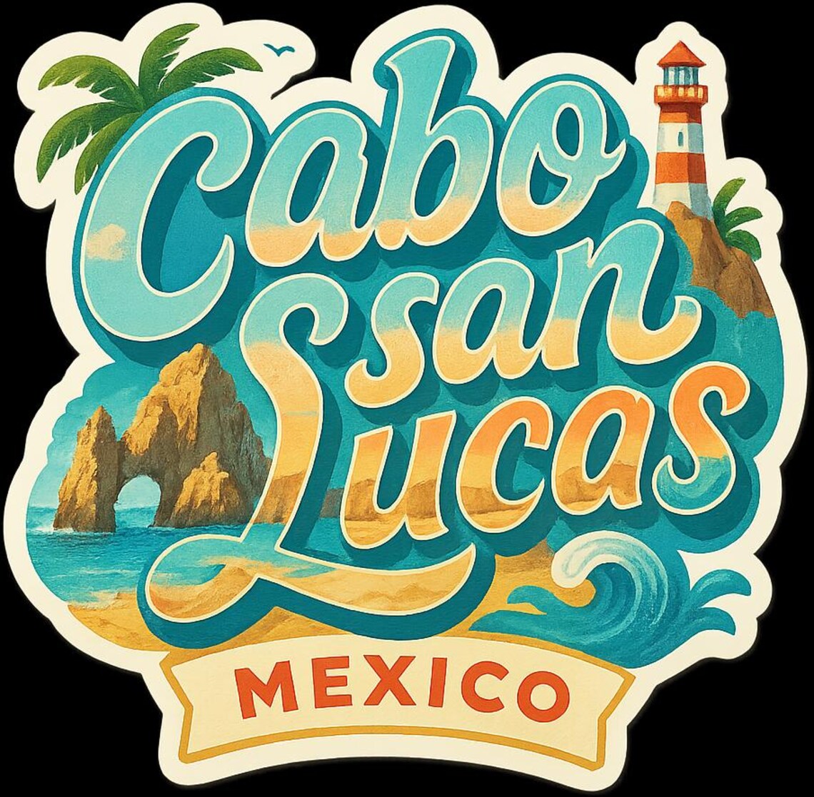 Cabo San Lucas Mexico Souvenir Sticker - Regular Vinyl or Holographic ...