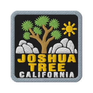 Joshua Tree California Desert Tree Souvenir Embroidered Patch - Square Oval or Round Shapes Iron On Sew On Collectible