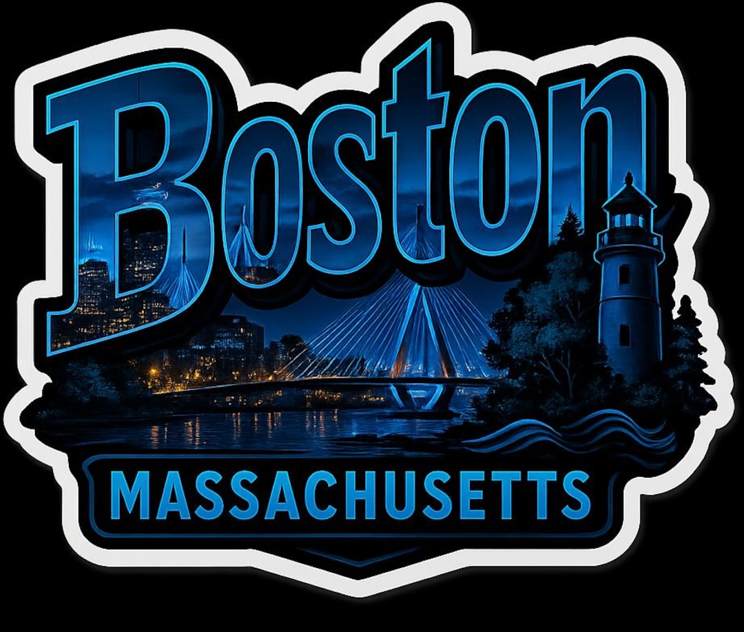 Boston Skyline Souvenir Sticker – Massachusetts Travel Decal - Etsy