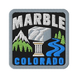 Marble Colorado Marble Block Souvenir Embroidered Patch Iron On - Square Oval or Round Shapes Sew On Collectible