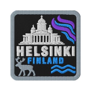 Helsinki Finland Cathedral Aurora Souvenir Embroidered Patch - Square Oval or Round Shapes Iron On Sew On Collectible