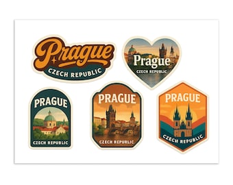 Prague Travel Sticker Set: Vintage Czech Republic Souvenir