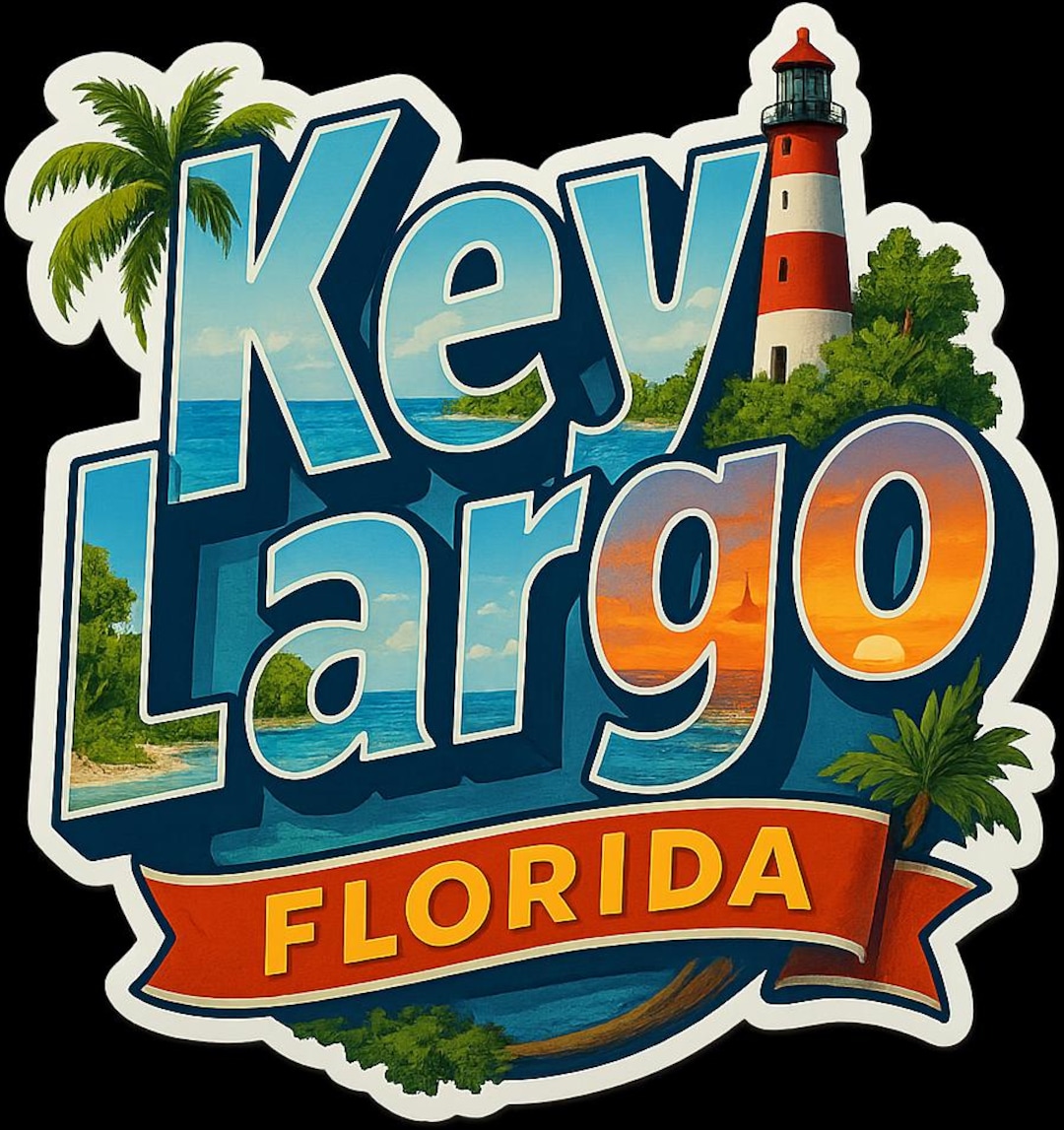 Key Largo Sticker Key Largo Florida Souvenir Sticker - Regular Vinyl or Holographic - 3x3 ...