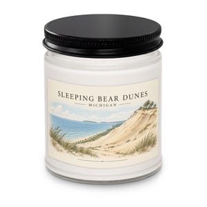 Sleeping Bear Dunes Michigan Souvenir Sojawaskaars in een glazen pot van 255 gram - 9 geuren, ideaal als reissouvenir