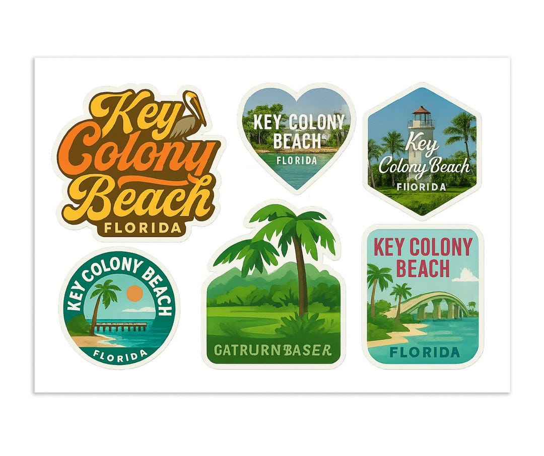 Colony Sticker Key Colony Beach Florida Sticker Set – Tropical Travel Decals - Etsy