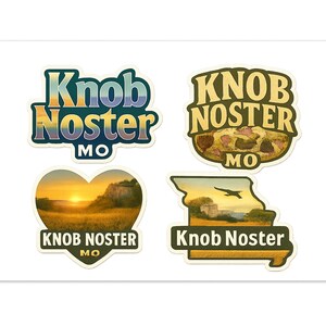 Knob Noster Missouri 4-Pack Vinyl Sticker Sheet Souvenir Travel Decal
