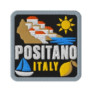 Positano Italy Cliffside Lemon Souvenir Embroidered Patch Sew On - Square Oval or Round Shapes Iron On Collectible