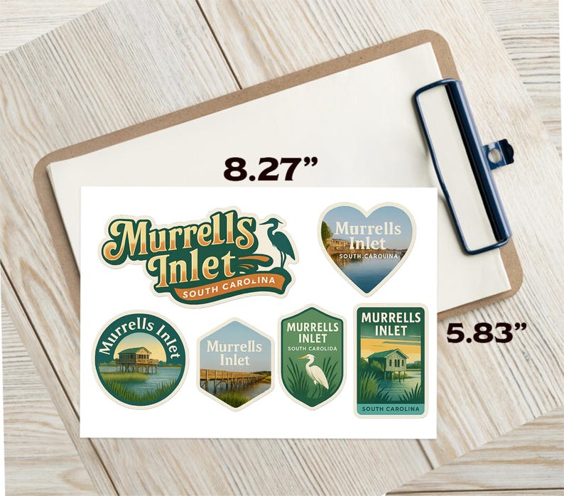 Murrells Inlet South Carolina Sticker Sheet: Coastal Travel Decals - Etsy