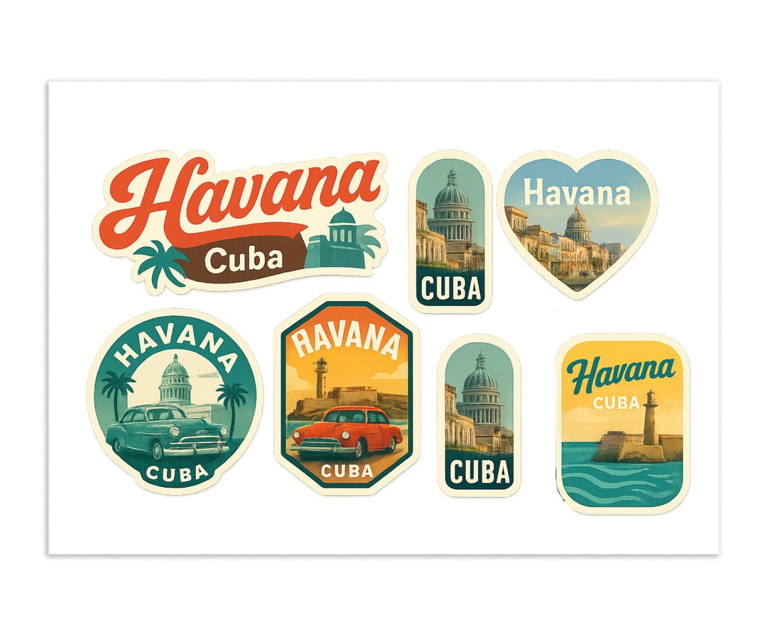 Havana Cuba Vintage Sticker Sheet: Classic Travel Souvenirs - Etsy