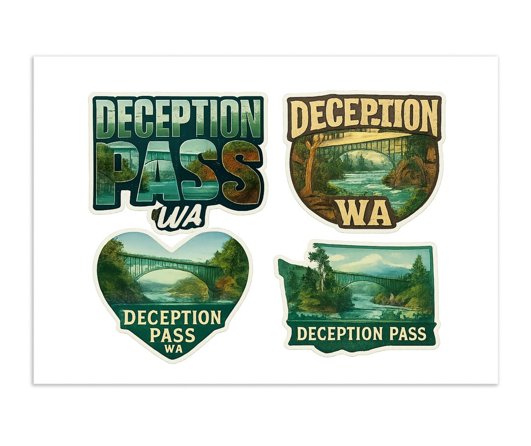 Deception Pass 4-pack Vinyl Sticker Sheet Souvenir Travel Decals ...