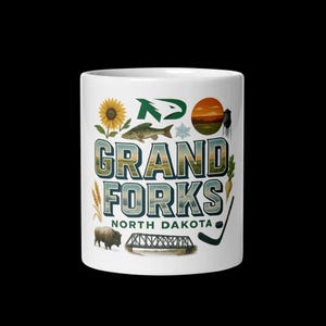 Tazza in ceramica Grand Forks North Dakota – Tazza da caffè ricordo dei monumenti locali