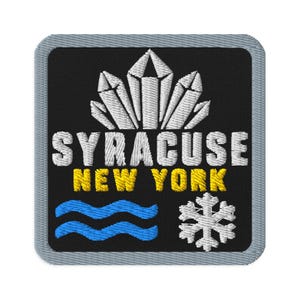 Syracuse New York Crystal Snowflake Souvenir Embroidered Patch - Square Oval or Round Shapes Iron On Sew On Collectible