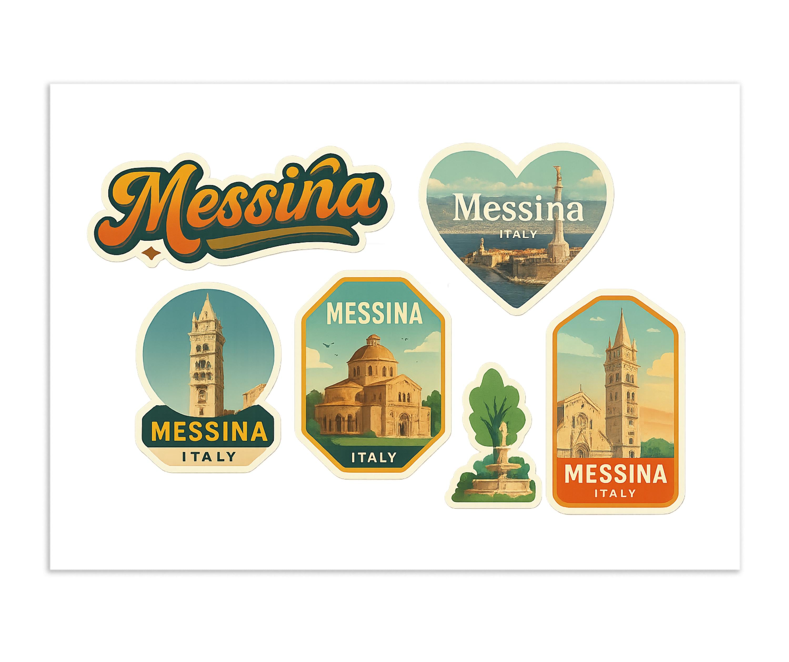 メッシーナ（イタリア）ステッカーシート：シチリアの旅のお土産、6 