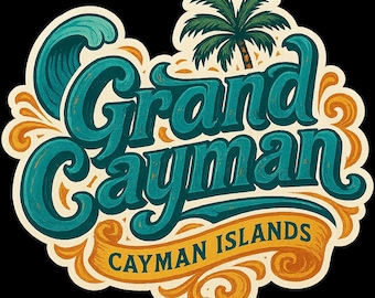 Grande Caimão Ilhas Cayman Ímã de geladeira ou adesivos recortados para lembrança de viagem, decoração de presente