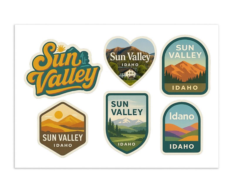 Valley Signs Sticker Sun Valley Idaho Sticker Sheet - 6 Pack Travel Souvenir Stickers ...