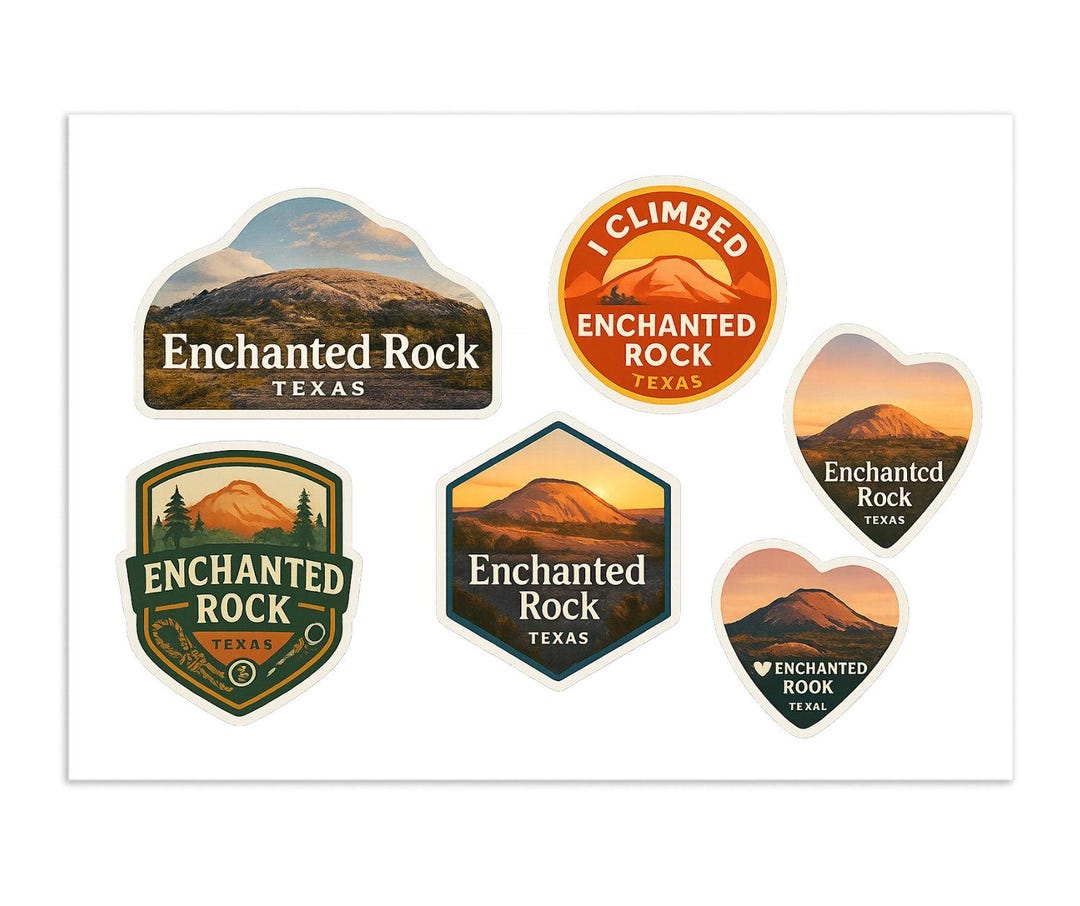 Enchanted Rock Sticker Sheet - 6 Summit Hiking Vinyl Stickers
