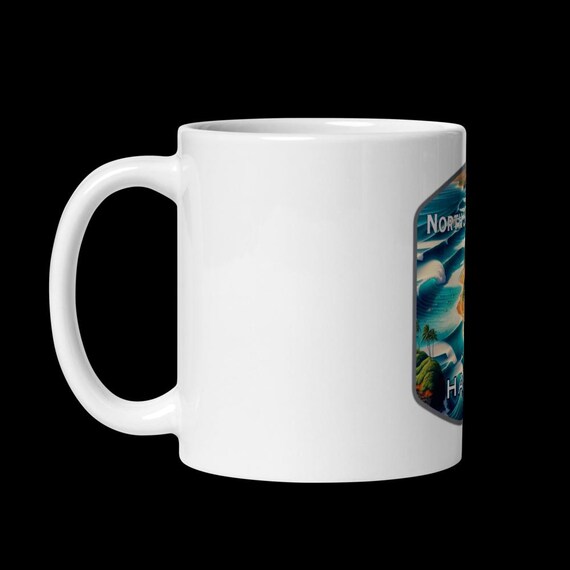 T-shirt Hawaiian North Shore Blanc Taille M + Mug Offert - Marque Gildan, Neuf