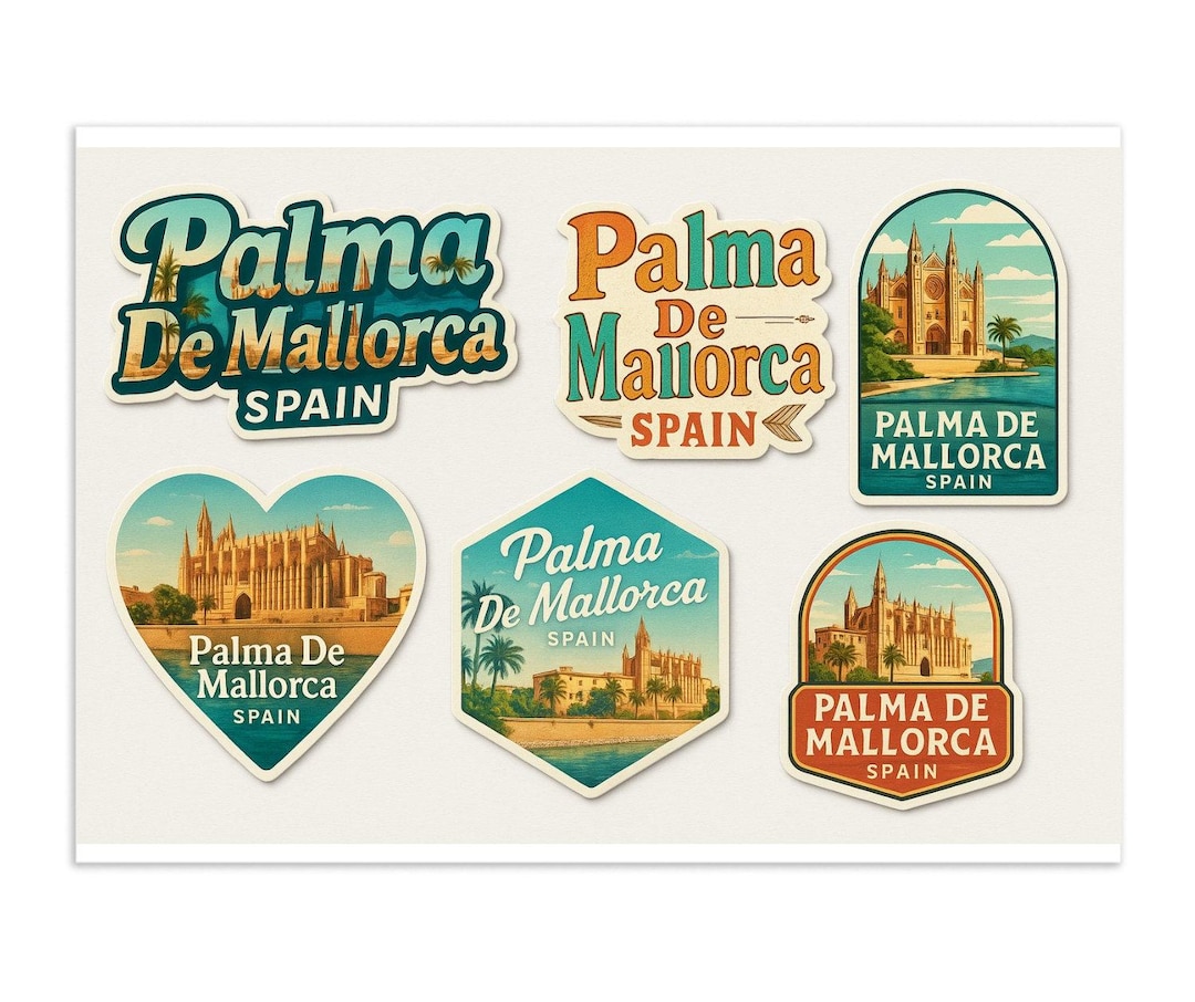 Palma De Mallorca Spain Sticker Sheet - 6 Travel Souvenir Stickers ...
