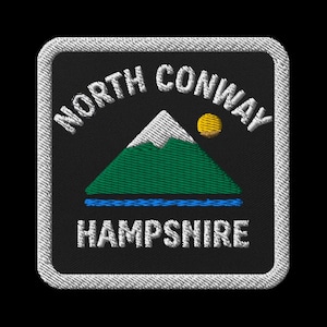 North Conway New Hampshire Embroidered Patch - Mountain Scene Souvenir Travel Keepsake Square Badge
