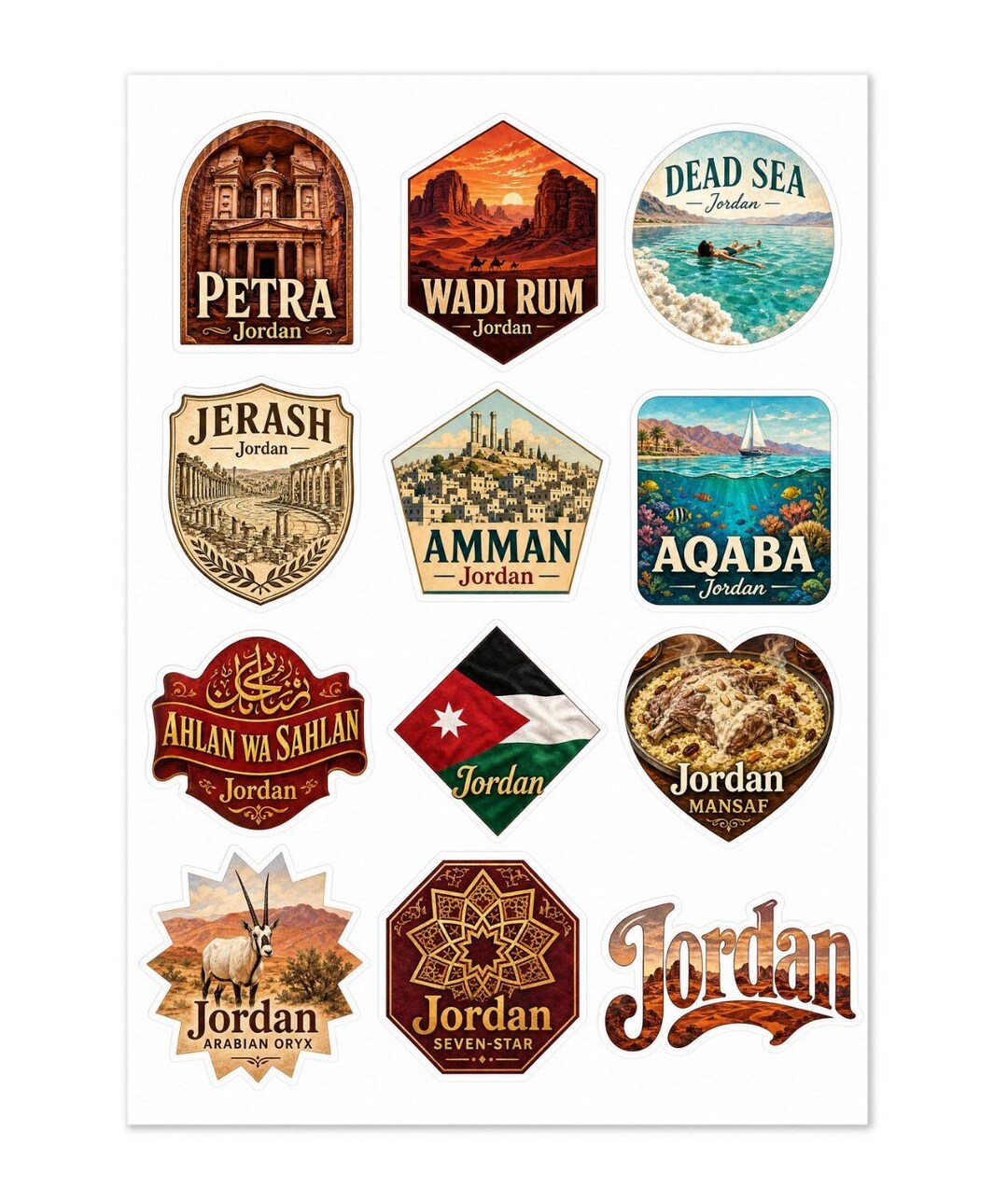 Jordan Sticker Cutouts Jordan 12 Pack Highlights Sticker Sheet 1.5 Inch Assorted Designs ...