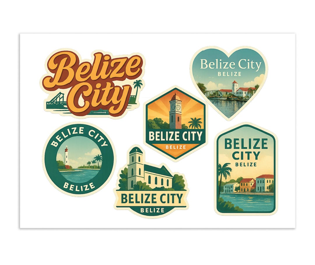 Belize City Travel Sticker Sheet: Vintage Historic Landmark Stickers - Etsy
