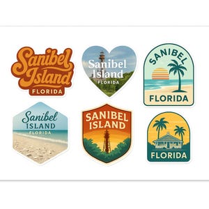 Sanibel Island Sticker Sheet: Vintage Florida Travel Decals