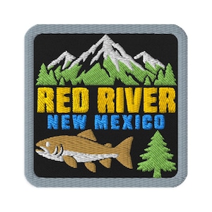 Red River New Mexico Trout Souvenir Embroidered Patch Iron On - Square Oval or Round Shapes Sew On Collectible