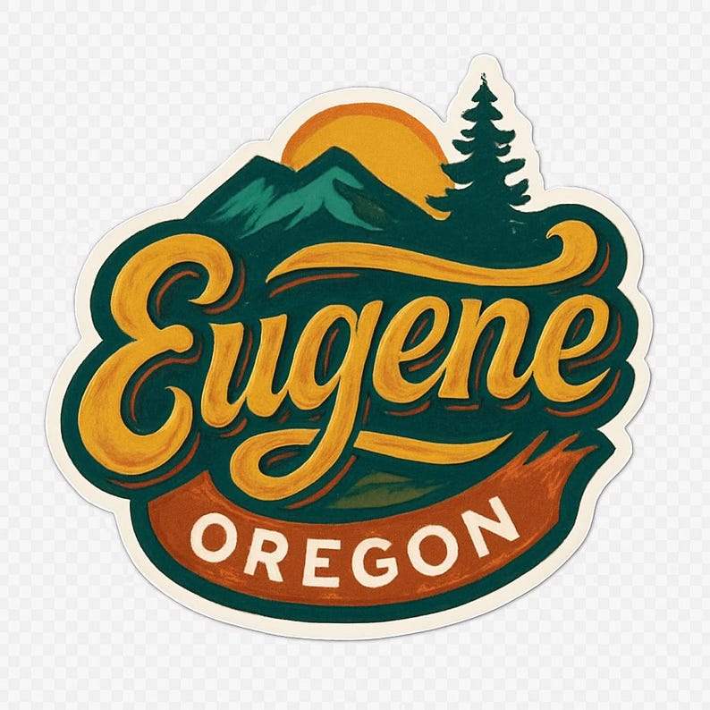 Adesivo magnetico di Eugene, Oregon, souvenir da viaggio, decorazione in vinile fustellato immagine 1