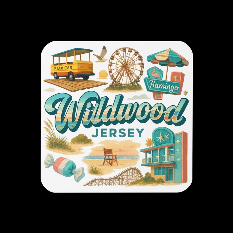 Wildwood New Jersey Cork Coaster – Boardwalk Attractions Souvenir Home Decor image 5