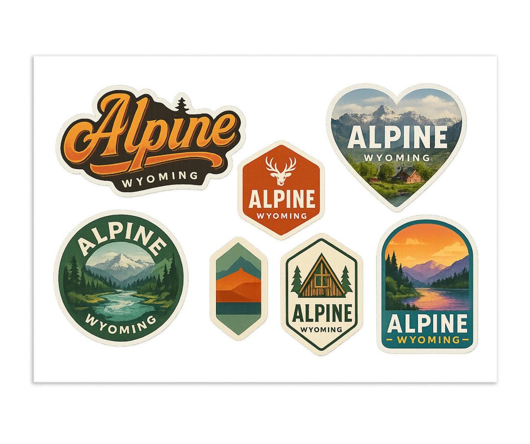 Alpine Wyoming Sticker Sheet – Mountain Landscape Travel Stickers - Etsy