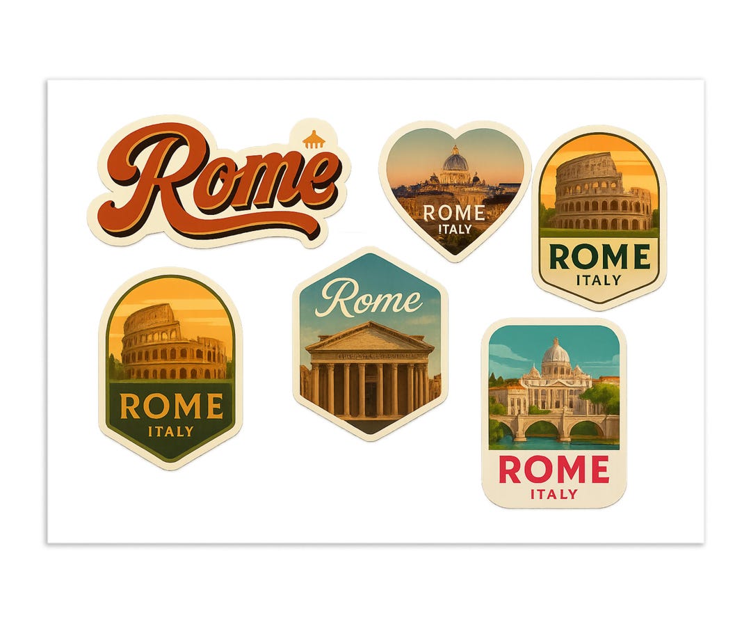 Rome Italy Sticker Sheet: Vintage Travel Souvenir Stickers - Etsy