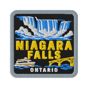 Niagara Falls Ontario Waterfall Souvenir Embroidered Patch - Square Oval or Round Shapes Iron On Sew On Collectible