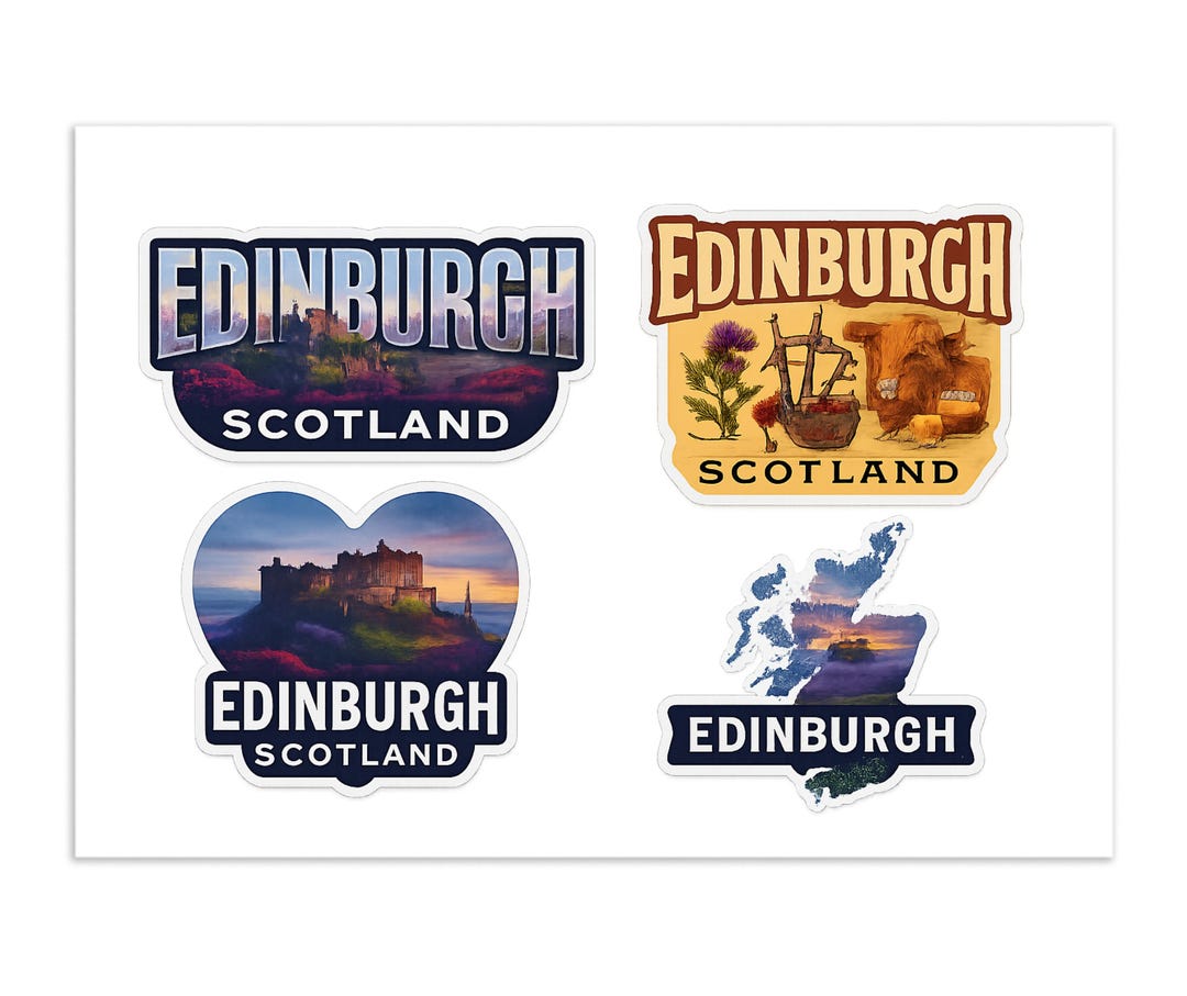 Scotland Sticker Poster Edinburgh Scotland 4-pack Sticker Sheet Vinyl Souvenir Decals ...