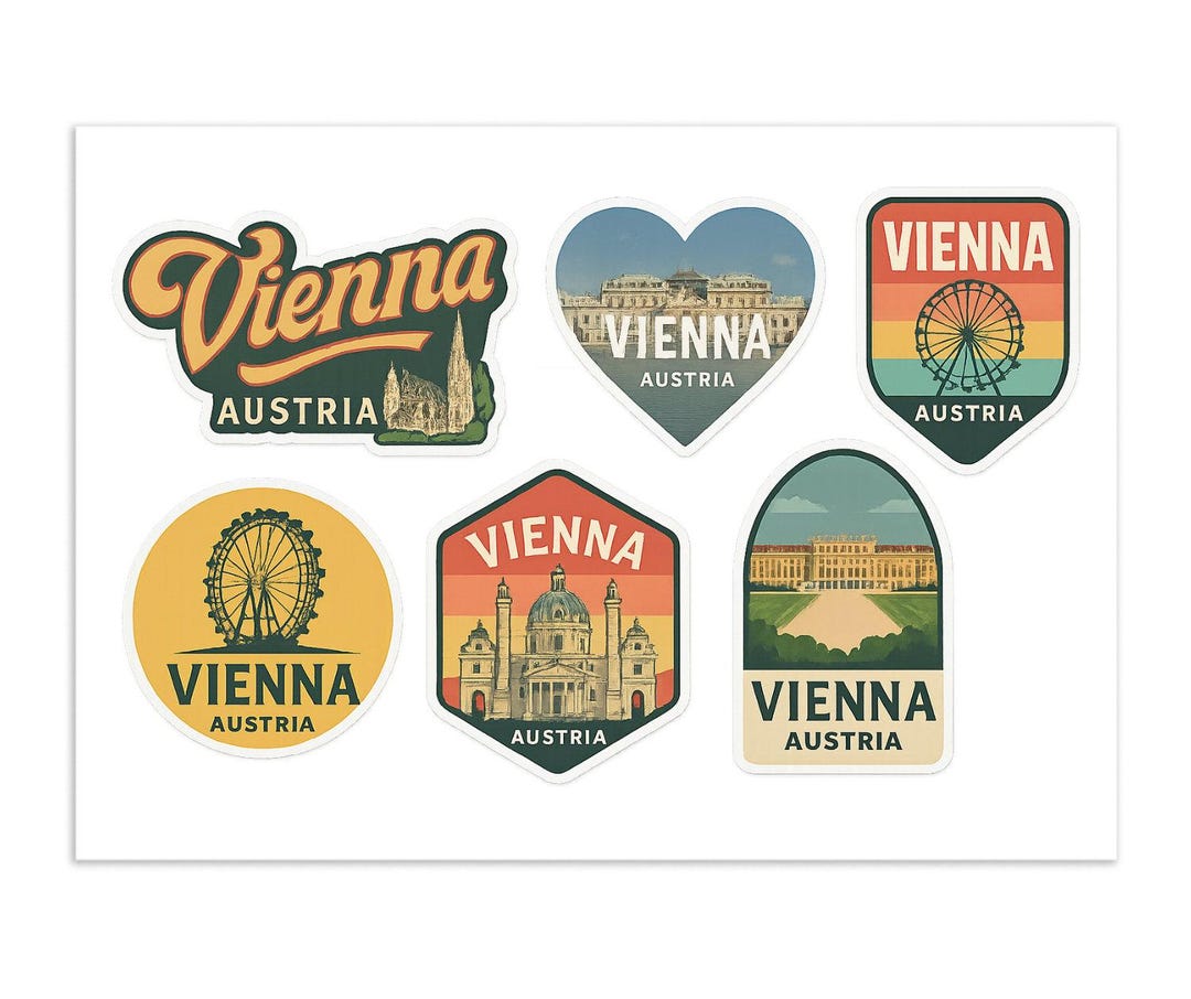 Sticker Wienna Vienna Austria Travel Sticker Sheet - 6 Premium Souvenir Stickers ...