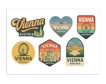 Hoja de pegatinas de Viena, Austria – Recuerdo de viaje vintage