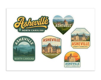 Asheville North Carolina Sticker Sheet: Travel Souvenir Decals