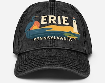 Cappellino da baseball vintage nero di Erie, Pennsylvania - Cappello souvenir