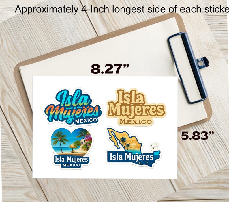 Isla Mujeres Mexico 4-pack Sticker Sheet Vinyl Waterproof Souvenir ...
