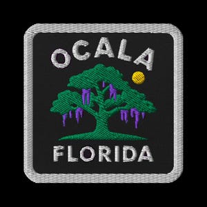 Ocala Florida Embroidered Patch - Live Oak Tree Souvenir Travel Patch for Backpack Jacket Bag