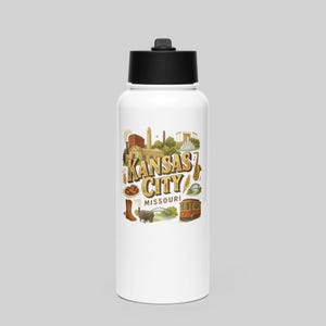 Garrafa térmica de viagem de aço inoxidável de 946 ml (32 oz) de Kansas City, Missouri imagem 1