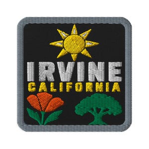 Irvine California Sun Poppy Tree Souvenir Embroidered Patch - Square Oval or Round Shapes Iron On Sew On Collectible