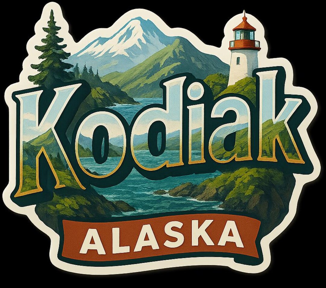 Kodiak Alaska Souvenir Sticker - Regular Vinyl or Holographic ...