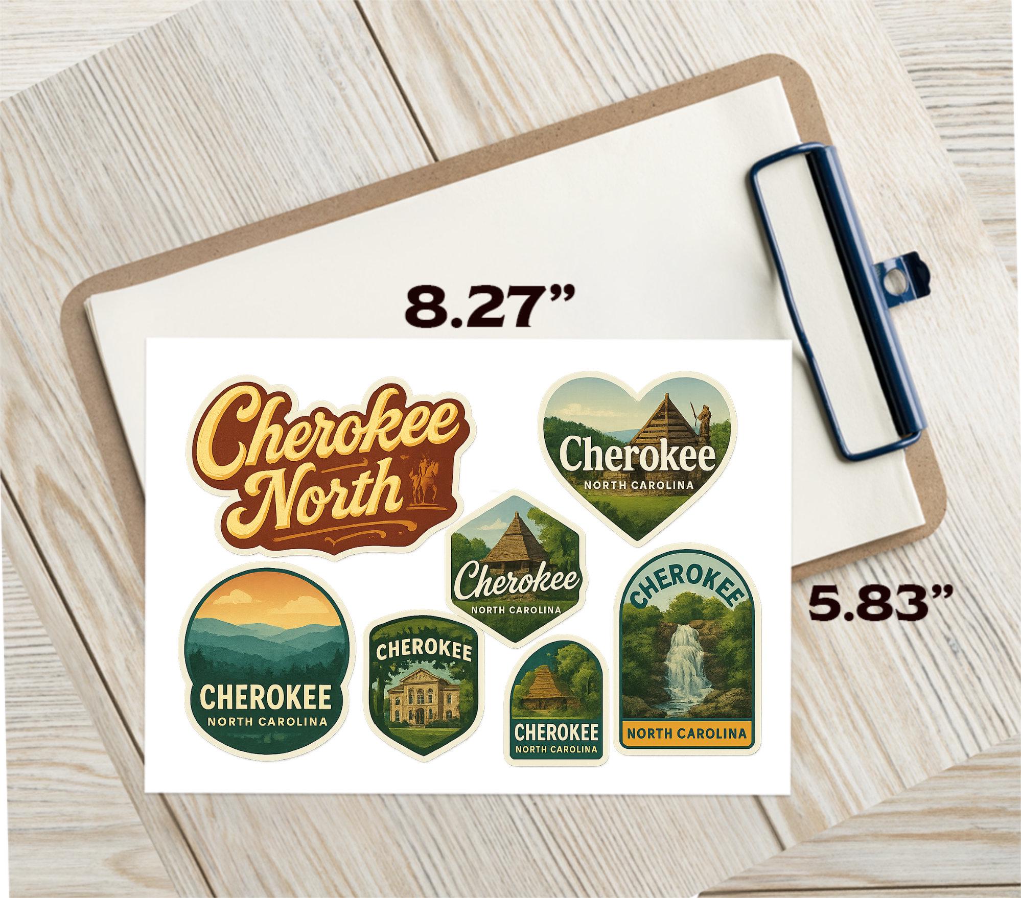 Cherokee North Carolina Sticker Sheet - 7 Travel Souvenir Stickers