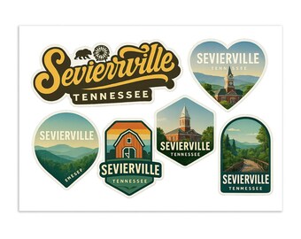 Sevierville Tennessee klistermärkesark – Smoky Mountains resesouvenir