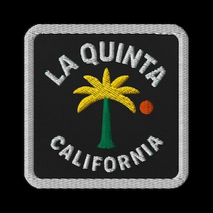 La Quinta California Embroidered Patch - Desert Palm Tree Souvenir Travel Memento Square Iron On Sew On