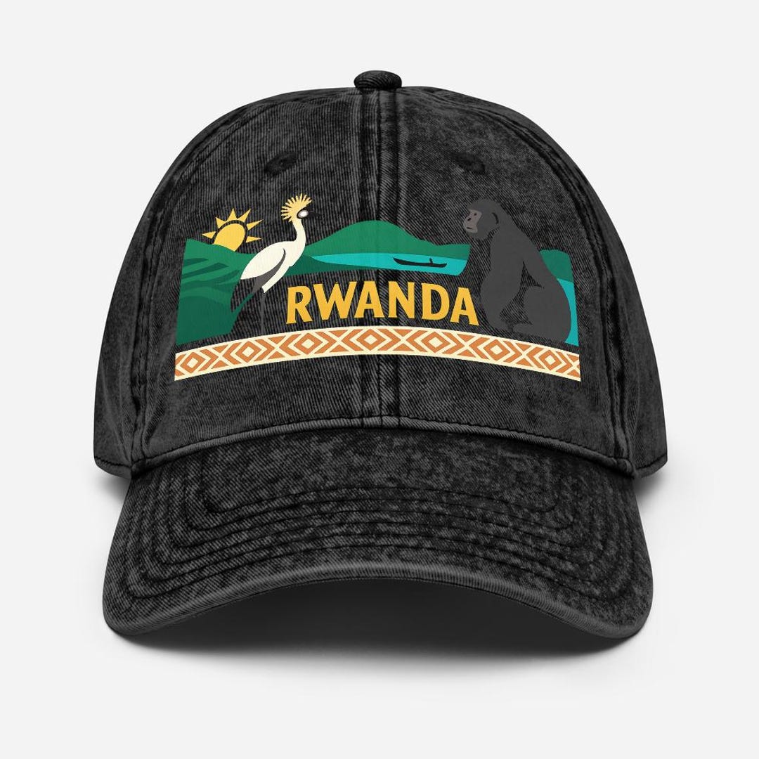 Visit Rwanda Hat Rwanda Vintage Washed Black Dad Cap - Travel Souvenir Hat - Etsy