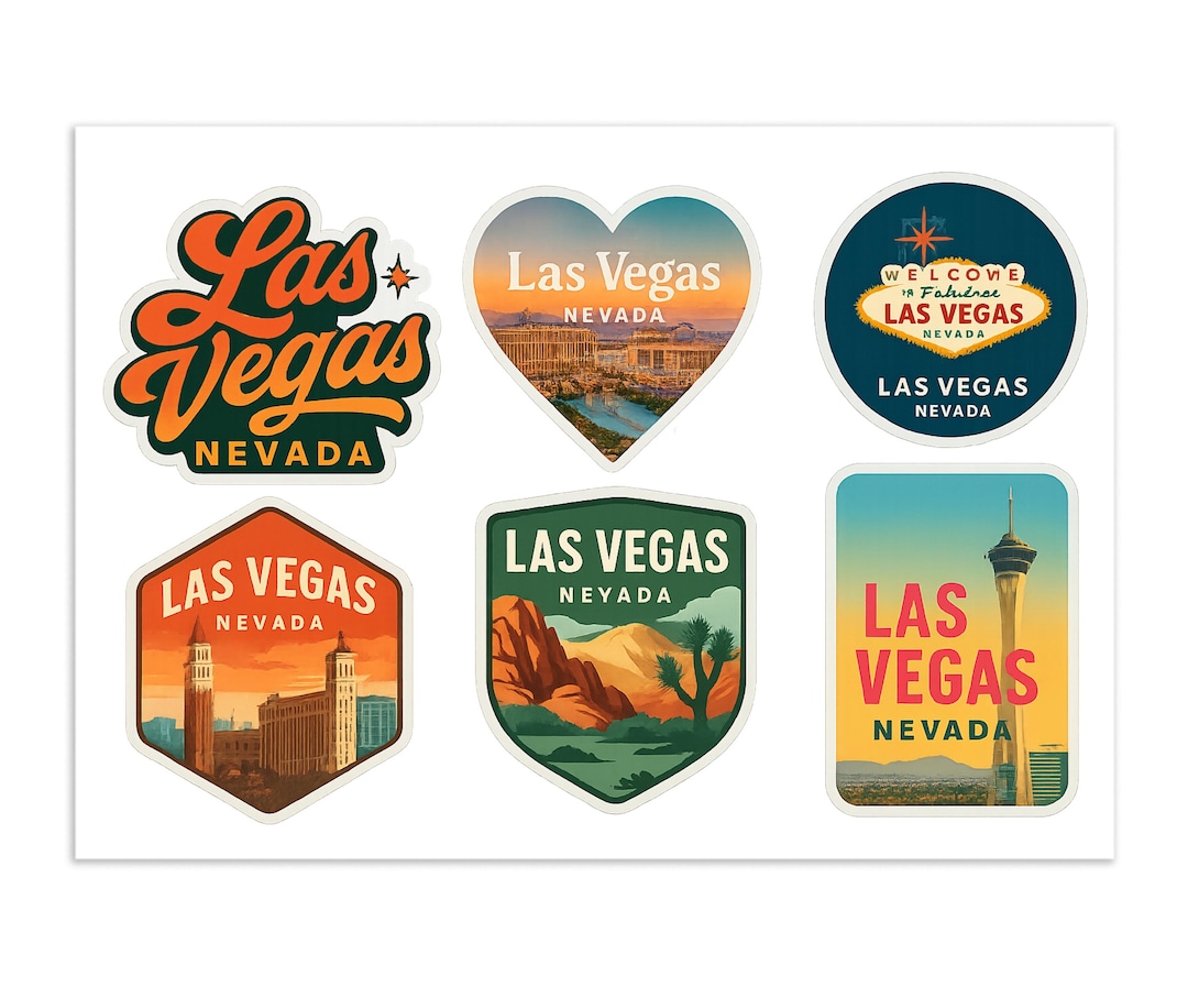 Las Vegas Nevada Sticker Sheet: Retro Travel Souvenir Decals - Etsy