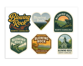 Blowing Rock North Carolina Sticker Sheet: Mountain Travel Decals